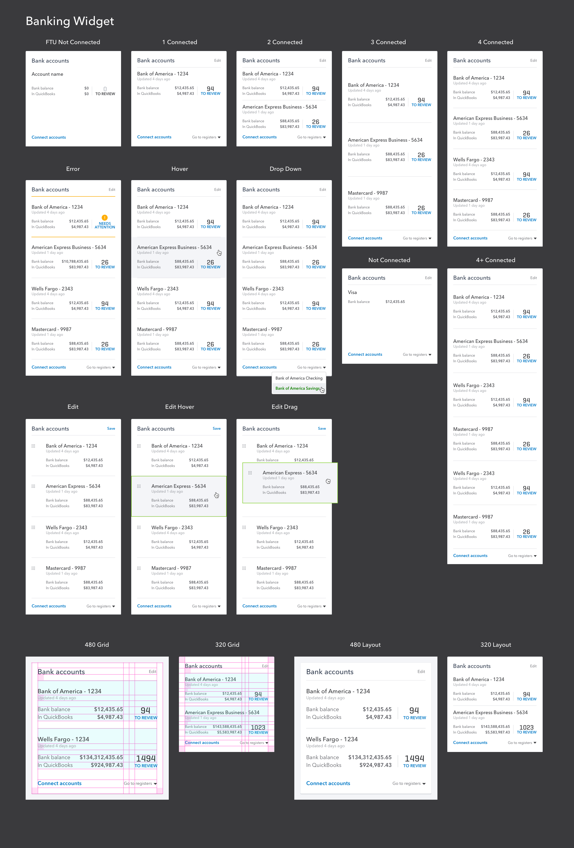 Bank accounts overview