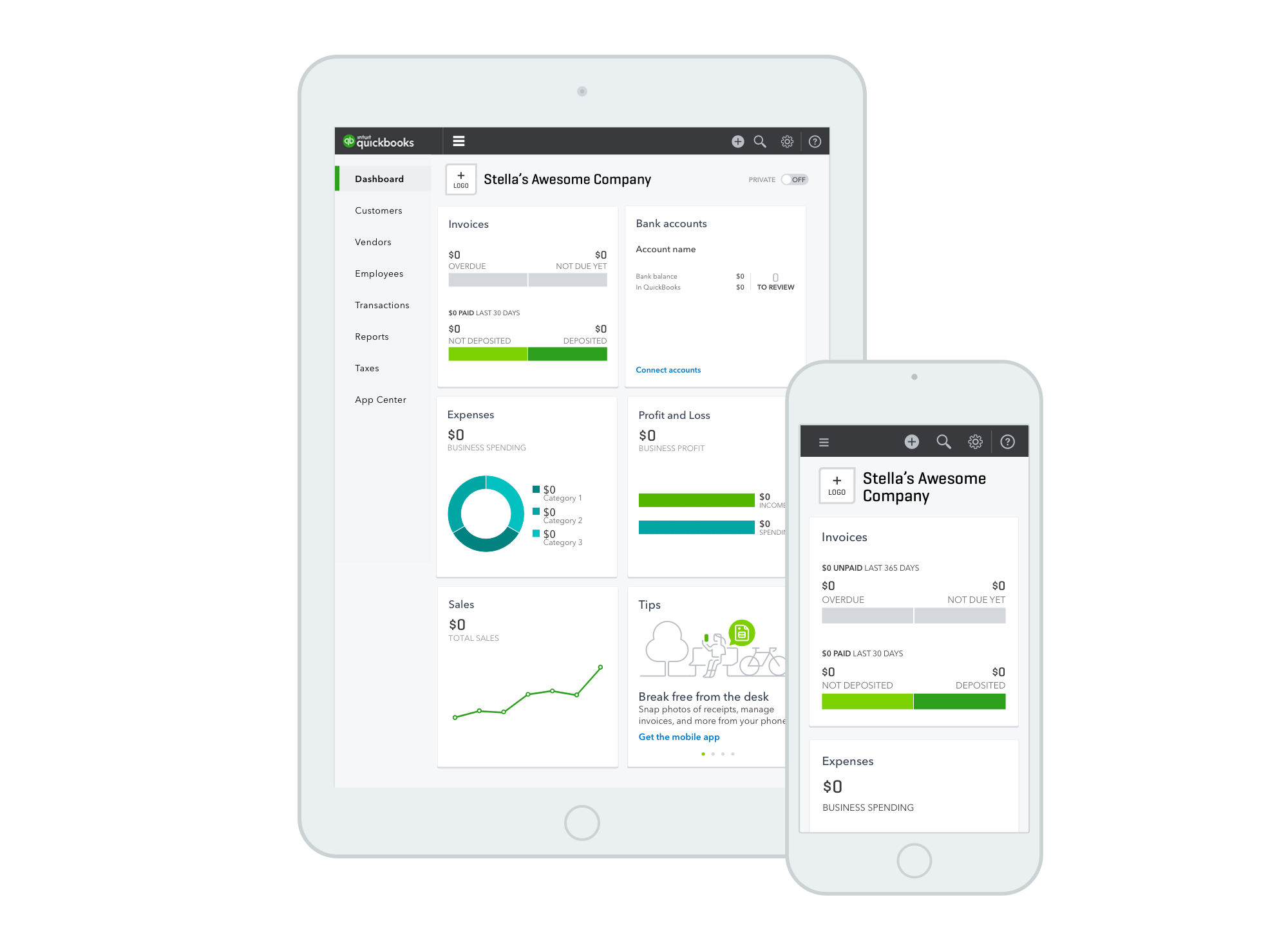 Final dashboard on tablet and phone