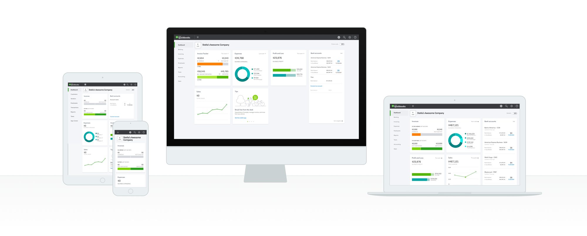 New QuickBooks responsive dashboard