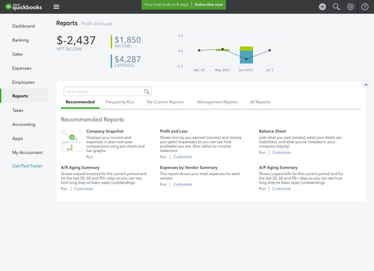 Old reports page