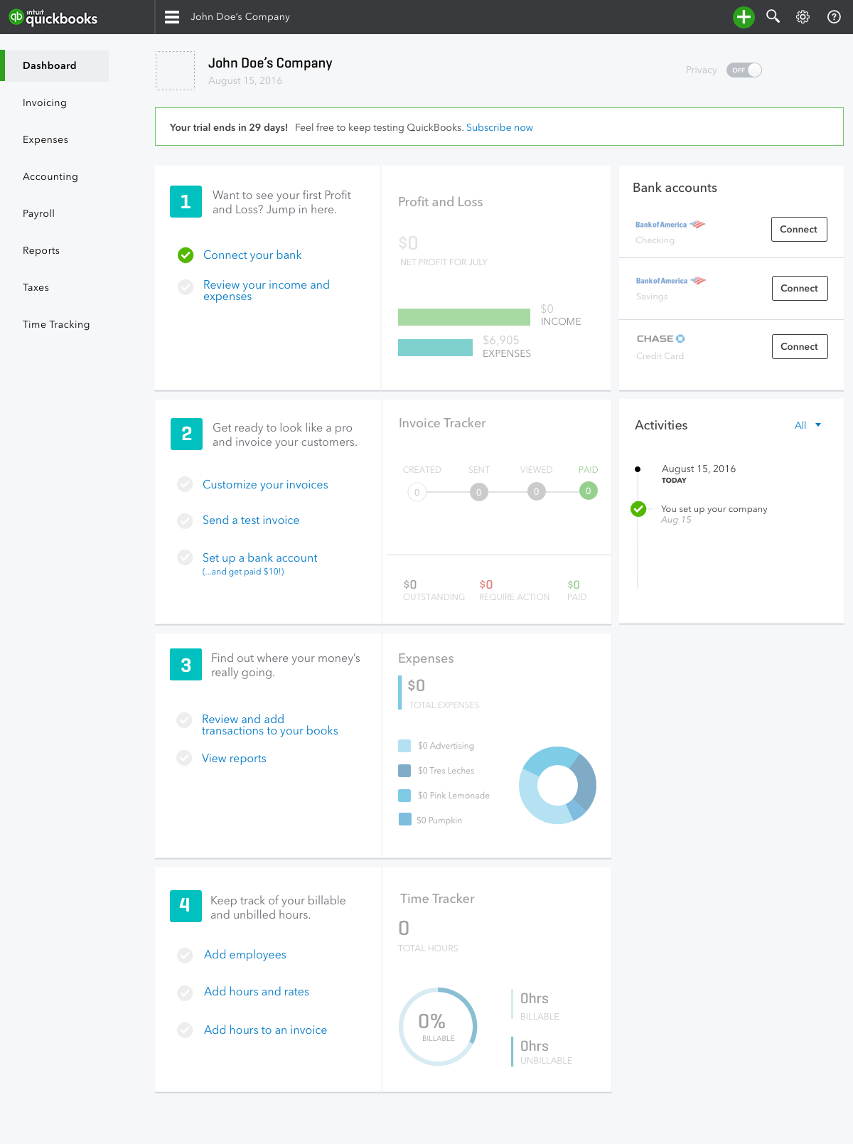 Concept A setup steps, alternate