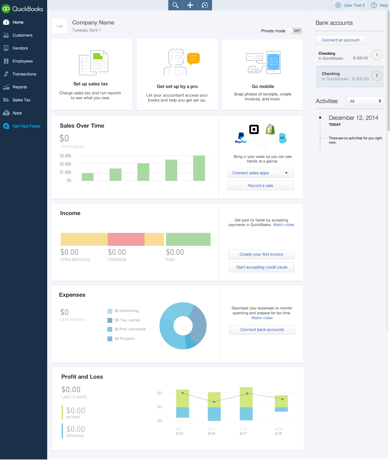 Prior QuickBooks onboarding experience